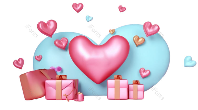 母亲节图片,浪漫元素,可爱风PNG,缎带免抠素材